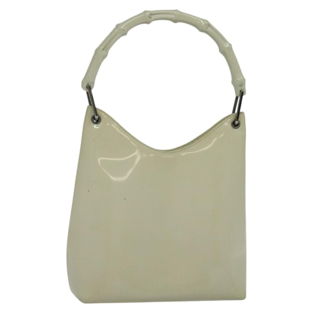 GUCCI Bamboo Beige Patent Leather Shoulder Bag 001 2058 3007 Auth: GUCCI Bamboo Beige Patent Leather Shoulder Bag 001 2058 3007 Auth This GUCCI Bamboo Shoulder Bag is crafted from luxurious patent leather in a chic beige color. Designed for functionality and style, i