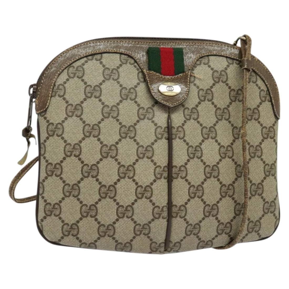 GUCCI GG Supreme Sherry Line Shoulder Bag Beige Green Red PVC 904 02 047 Auth: GUCCI GG Supreme Sherry Line Shoulder Bag Beige Green Red PVC 904 02 047 Auth This authentic GUCCI GG Supreme Web Sherry Line Shoulder Bag is crafted from durable PVC leather in a stylish combination