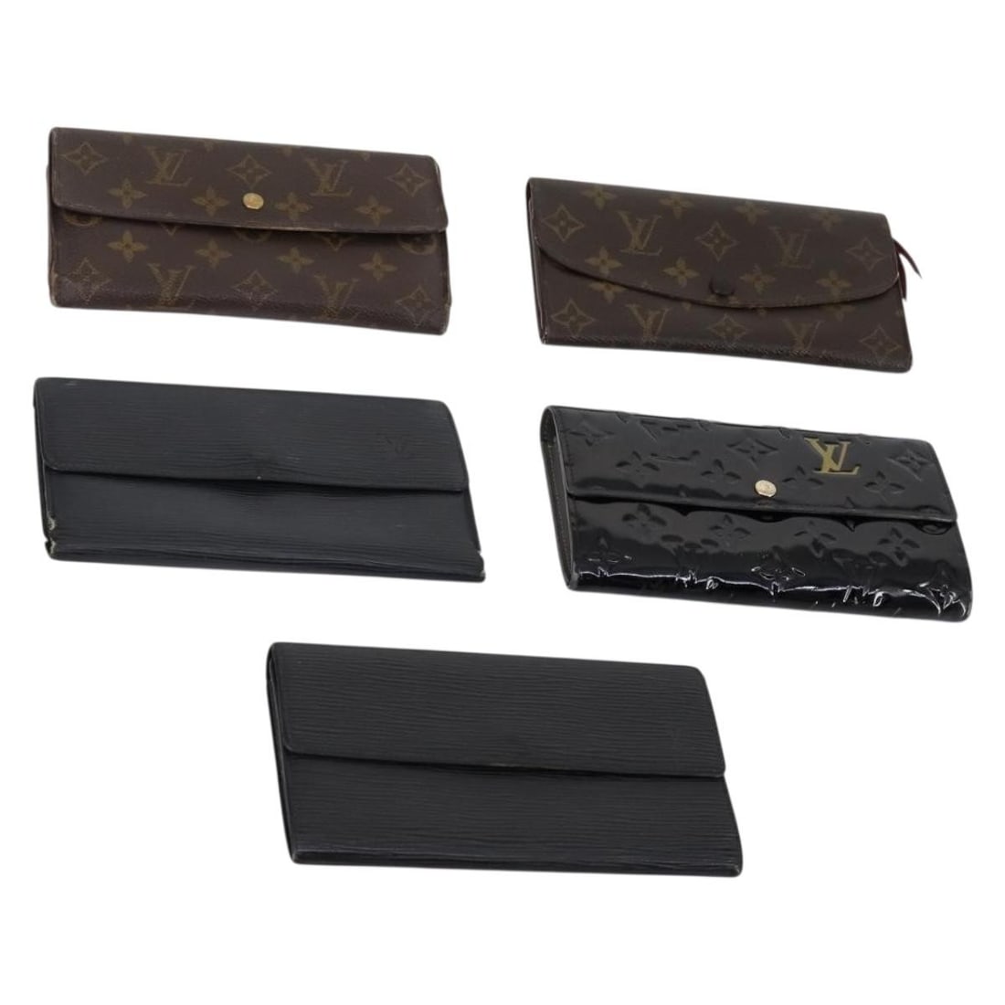 LOUIS VUITTON Monogram Epi Vernis Long Wallet Set Black Amarante Auth (1 of 18)