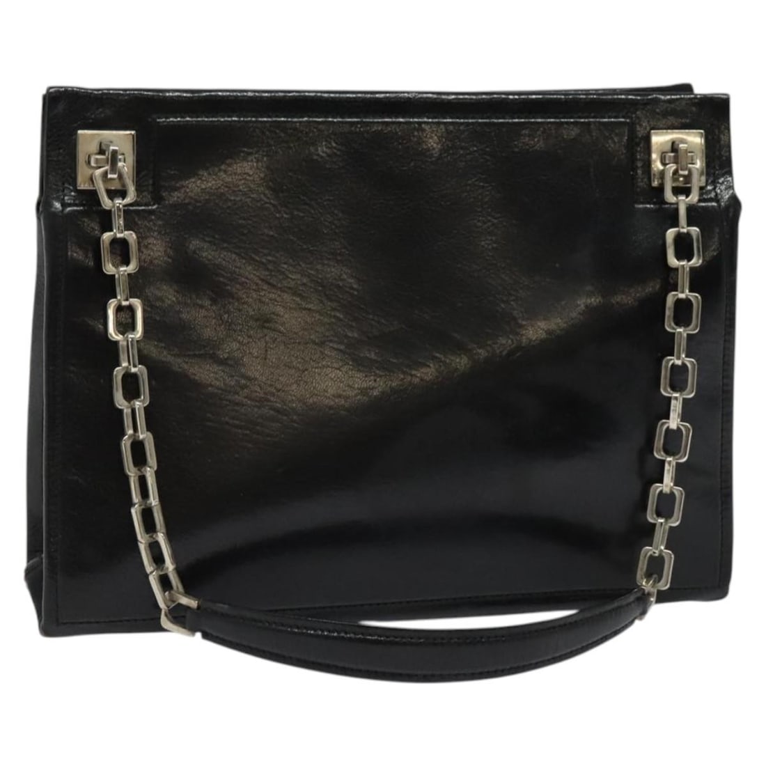BALLY Black Silver Leather Chain Tote Bag Made in Italy: BALLY Black Silver Leather Chain Tote Bag Made in Italy This authentic BALLY Chain Tote Bag features a luxurious leather construction in a striking black and silver color combination. With approximate