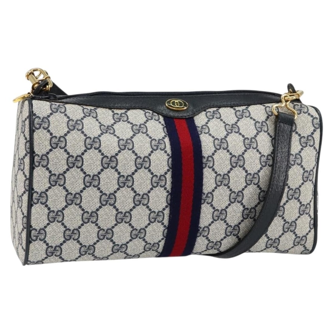 GUCCI GG Supreme Sherry Line Shoulder Bag Red Navy Auth 41 004 4464: GUCCI GG Supreme Sherry Line Shoulder Bag Red Navy Auth 41 004 4464 This GUCCI GG Supreme Sherry Line Shoulder Bag is a stunning blend of style and practicality. Crafted from luxurious GG canvas, it s