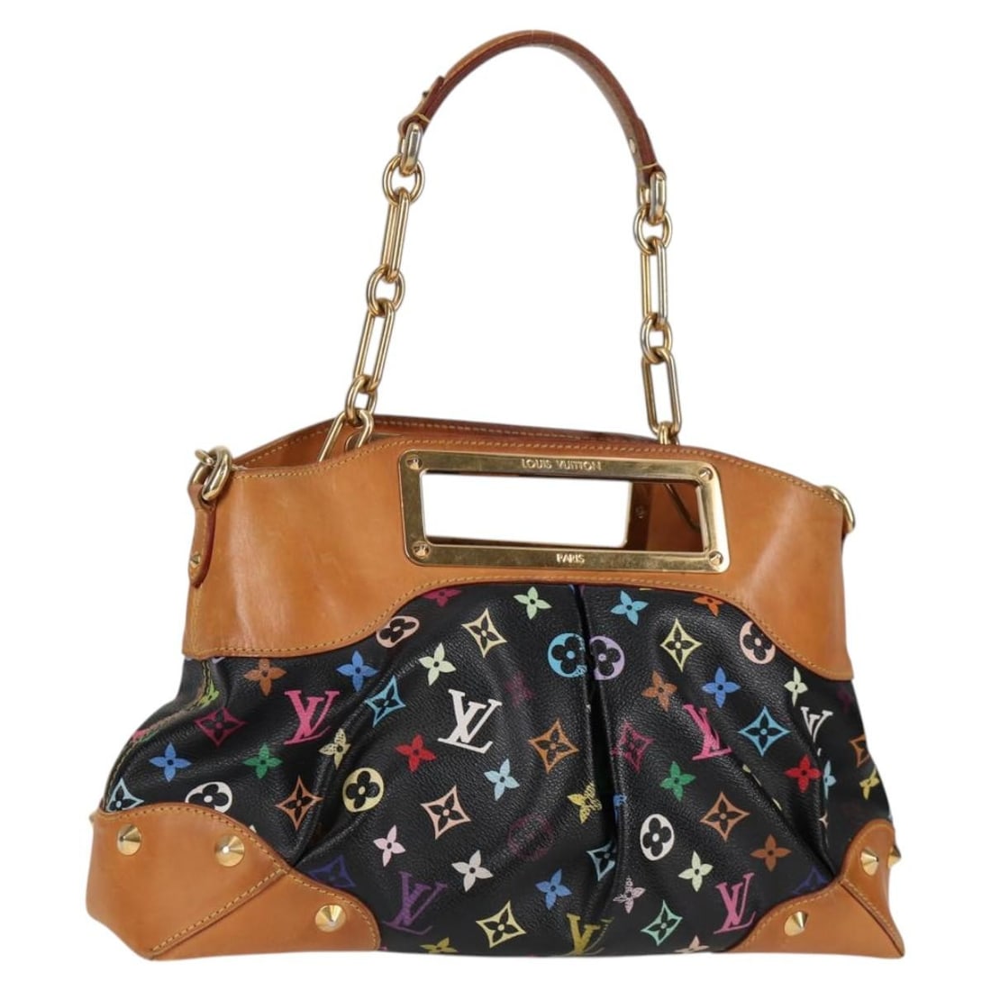 LOUIS VUITTON Monogram Multicolor Judy MM Hand Bag Black M40256 France: LOUIS VUITTON Monogram Multicolor Judy MM Hand Bag Black M40256 France The LOUIS VUITTON Monogram Multicolor Judy MM Bag is a stylish and versatile handbag crafted from Monogram Multicolor Canvas in a