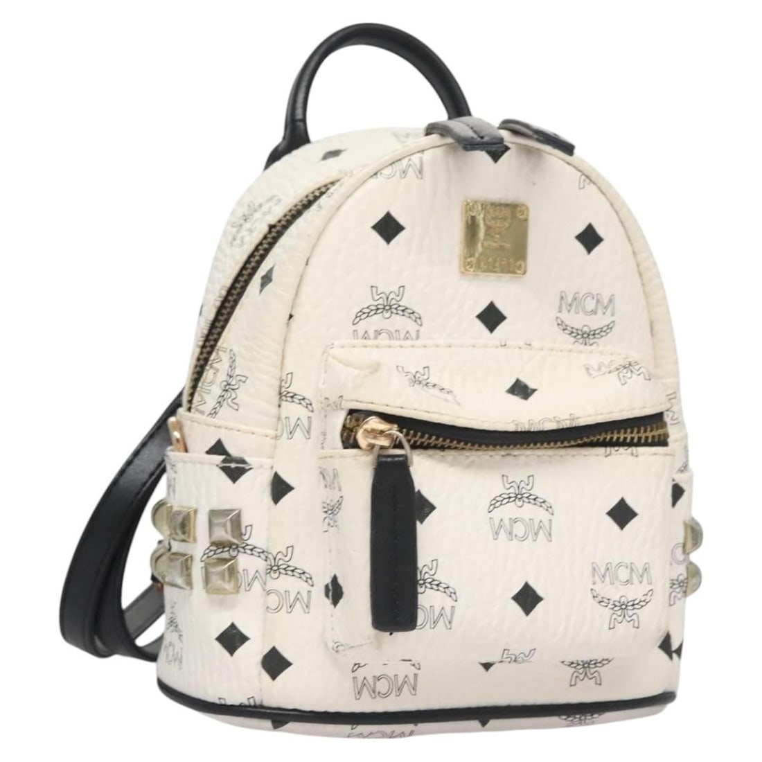 MCM Vicetos Logogram Backpack PVC Leather White Navy Gold Auth BA110: MCM Vicetos Logogram Backpack PVC Leather White Navy Gold Auth BA110 Discover the MCM Vicetos Logogram Backpack, a stylish and functional accessory crafted from durable PVC leather. This eye-catching