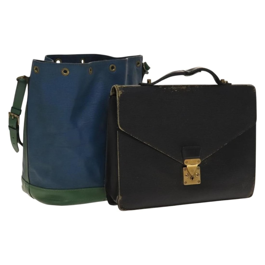 Set of Two Louis Vuitton Epi Leather Shoulder Bags Blue and Black (1 of 17)