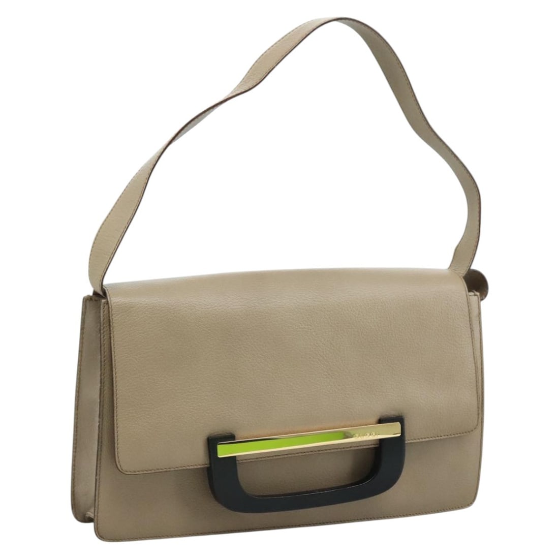 GUCCI Leather Shoulder Bag Beige Black Gold Made in Italy: GUCCI Leather Shoulder Bag Beige Black Gold Made in Italy This stylish Gucci shoulder bag is a blend of elegance and practicality, crafted from high-quality leather. Featuring a chic color palette of