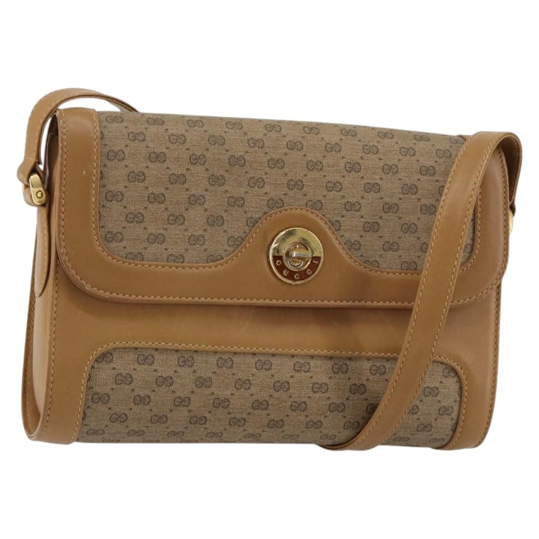 GUCCI Micro GG Supreme Beige Gold PVC Shoulder Bag Auth 150552: GUCCI Micro GG Supreme Beige Gold PVC Shoulder Bag Auth 150552 This GUCCI Micro GG Supreme Shoulder Bag is a stylish accessory crafted in Italy. Featuring a combination of beige PVC leather and Micro