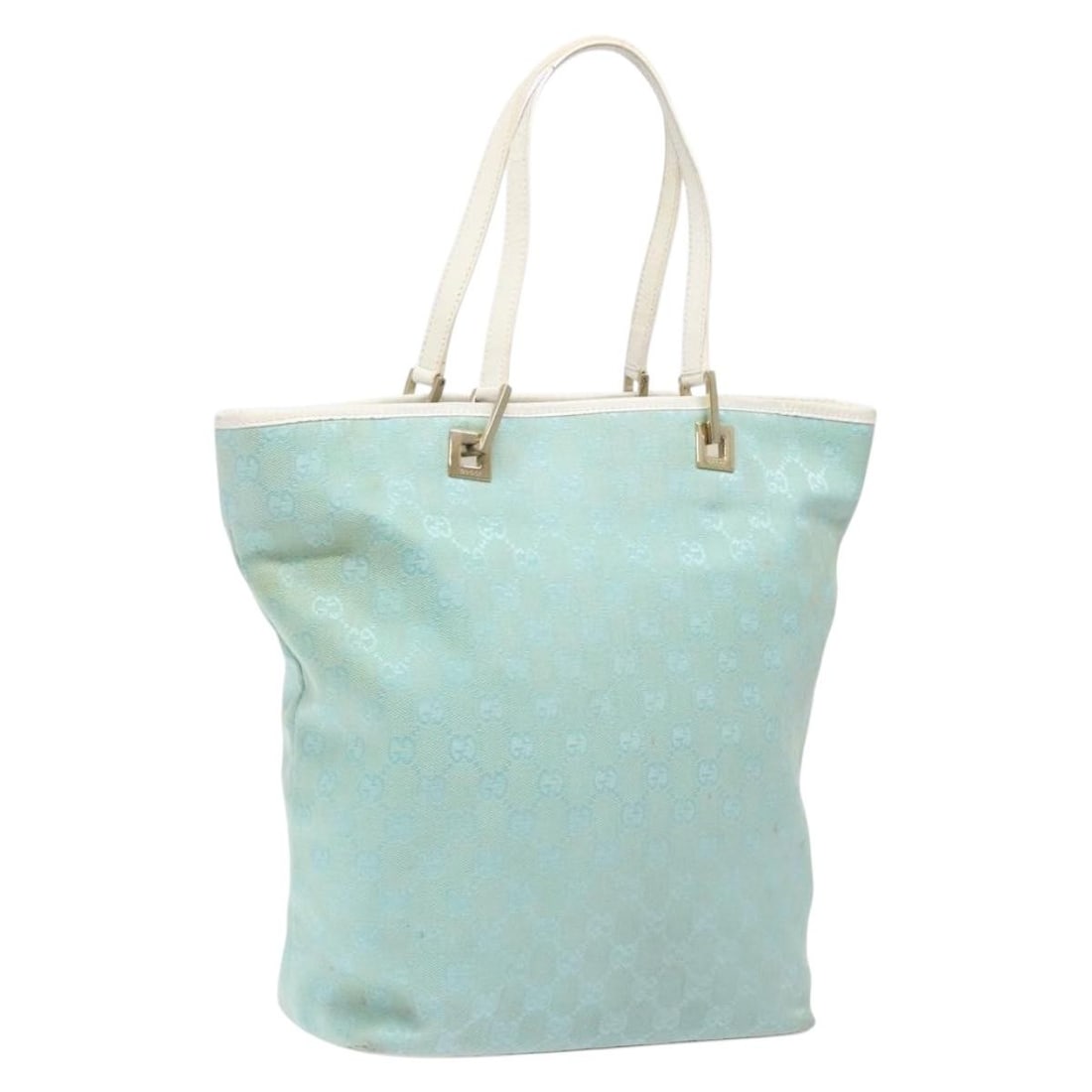 GUCCI GG Canvas Tote Bag Turquoise Blue Gold 002 1098 Auth: GUCCI GG Canvas Tote Bag Turquoise Blue Gold 002 1098 Auth This GUCCI GG Canvas Tote Bag is a stylish accessory featuring a vibrant turquoise blue and gold color scheme. Crafted from durable canvas, t