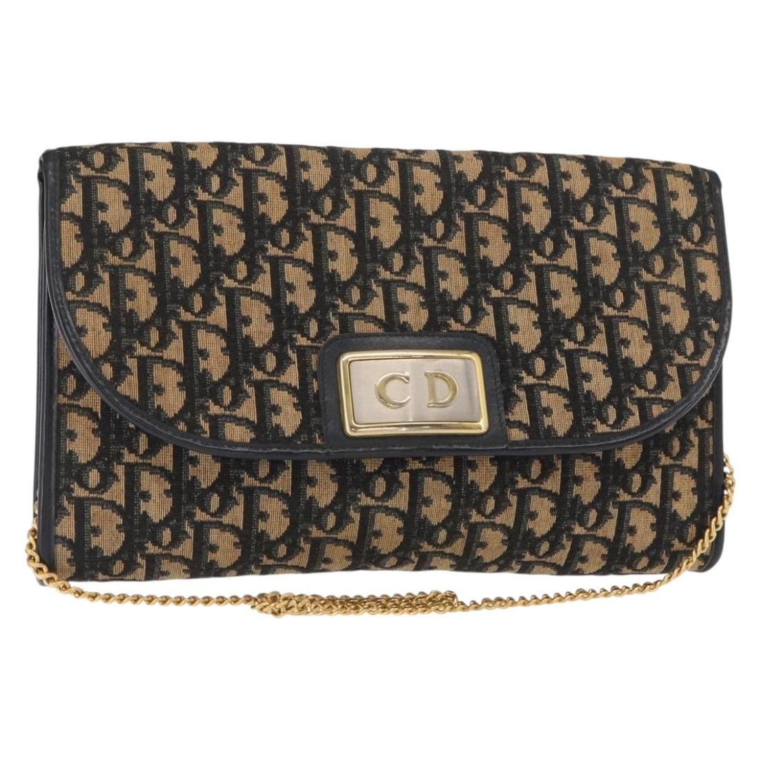 Christian Dior Navy Gold Trotter Canvas Shoulder Bag Authentic: Christian Dior Navy Gold Trotter Canvas Shoulder Bag Authentic This Christian Dior Trotter Canvas Chain Shoulder Bag showcases a stylish navy and gold color scheme, perfect for both casual and elegant