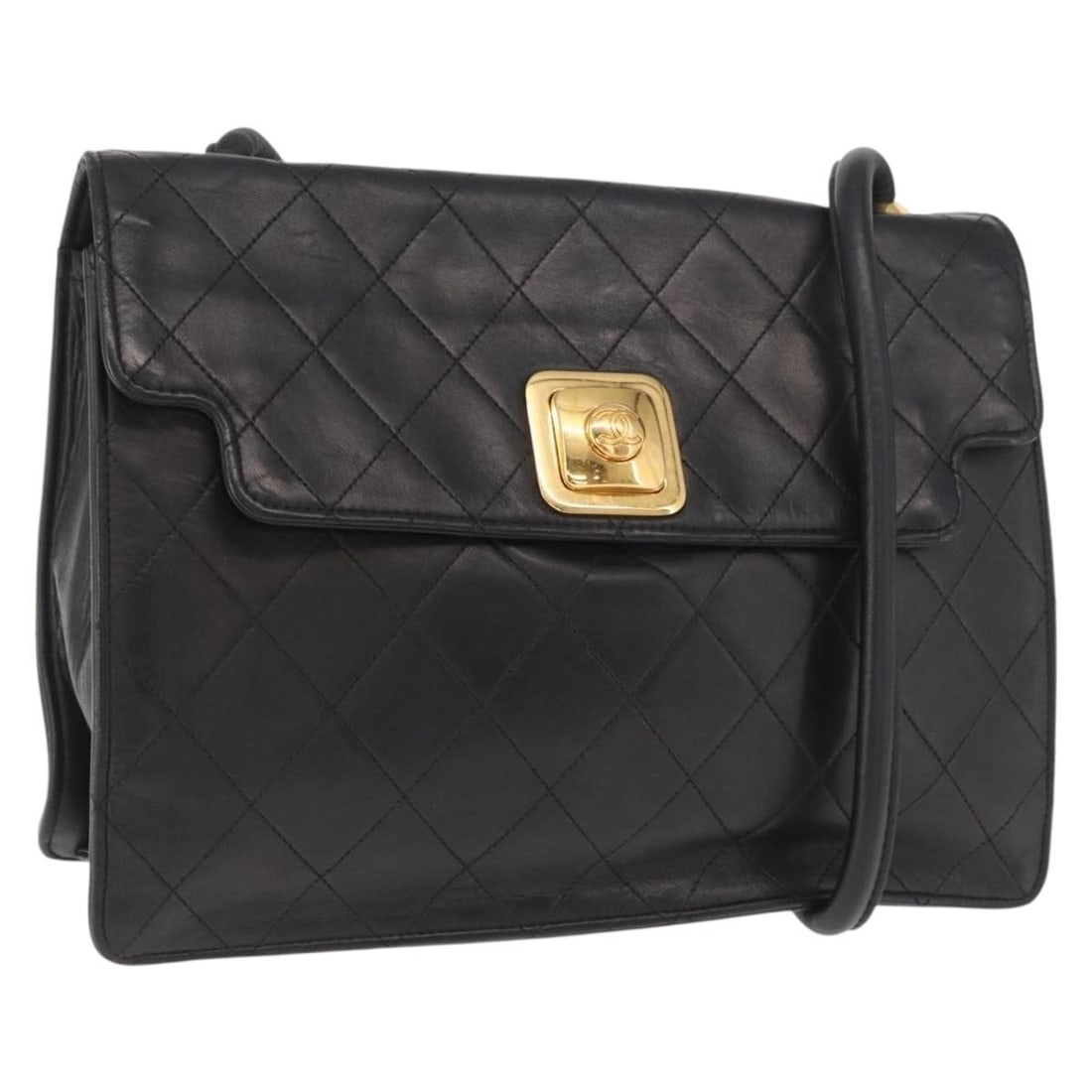 Chanel Black Lambskin Matelasse Shoulder Bag with Gold CC and Guarantee Card: Chanel Black Lambskin Matelasse Shoulder Bag with Gold CC and Guarantee Card This CHANEL Matelasse shoulder bag is crafted from black lambskin leather with gold-tone accents. The bag features a classi