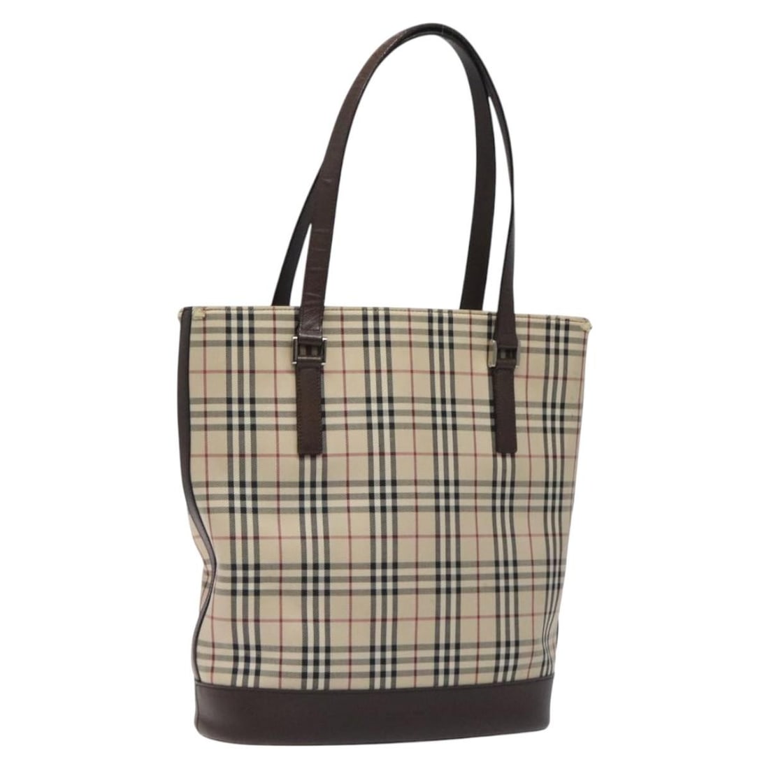 Burberry Nova Check Tote Bag Canvas Beige Silver Authentic (1 of 18)