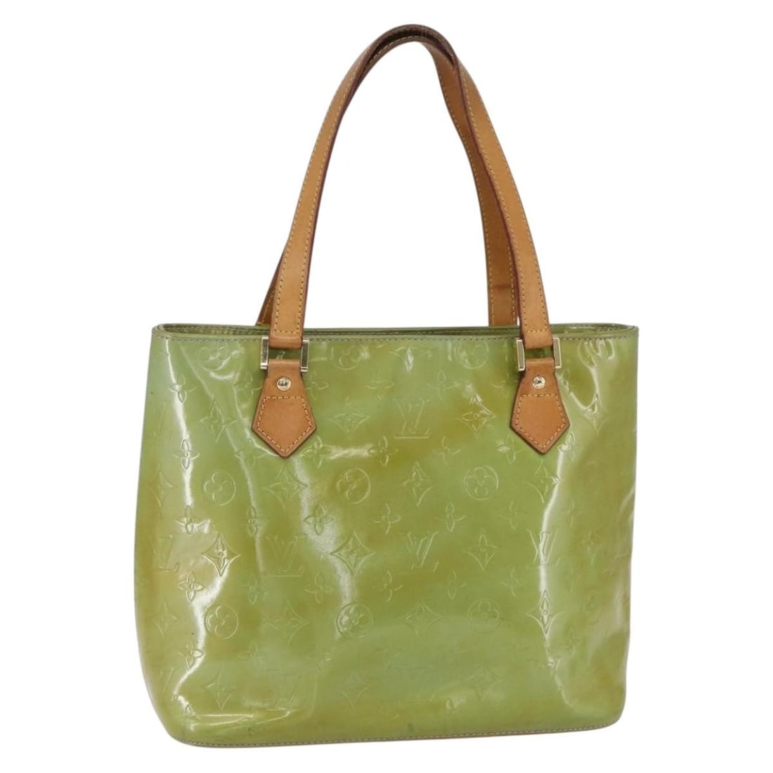 LOUIS VUITTON Monogram Vernis Houston Baby Blue Hand Bag M91005 Auth (1 of 18)