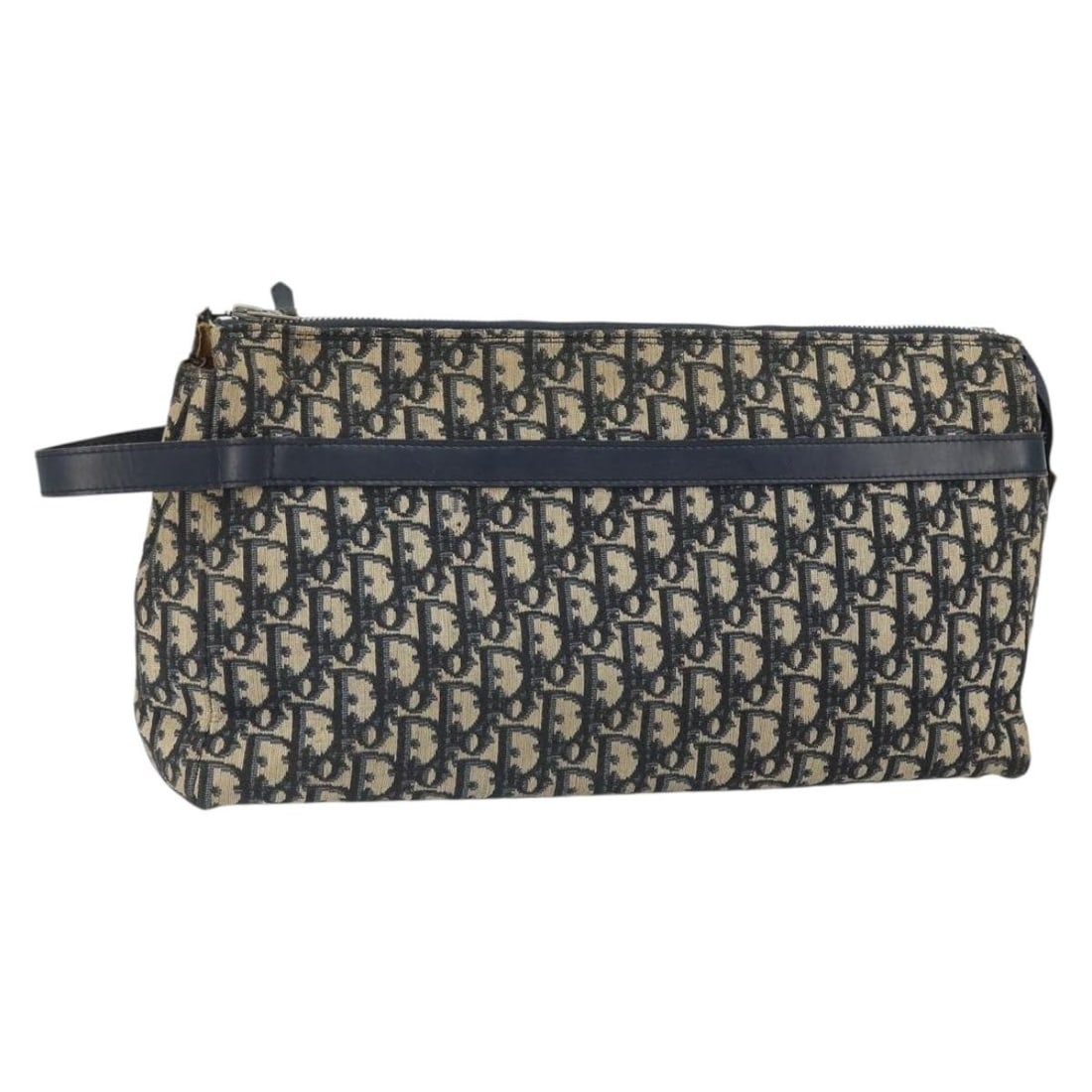 Navy Silver Trotter Canvas Clutch from Christian Dior: Navy Silver Trotter Canvas Clutch from Christian Dior This Christian Dior Trotter Canvas clutch bag features a navy and silver color scheme. Crafted from the signature Trotter canvas, it is made in Fr