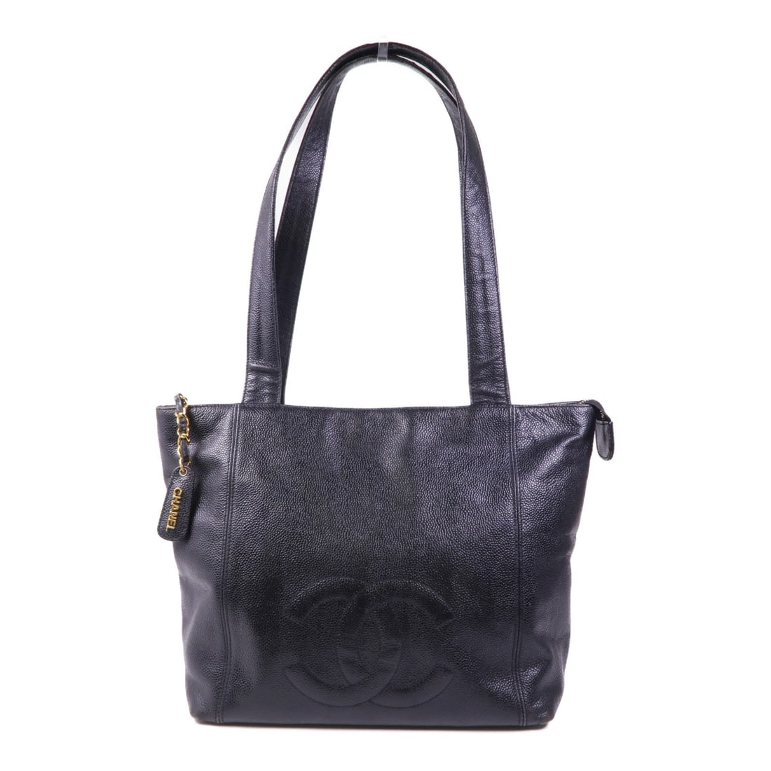 CHANEL Black Calfskin Shoulder Tote Bag with GHW: CHANEL Black Calfskin Shoulder Tote Bag with GHW This elegant CHANEL shoulder tote bag is crafted from luxurious black calfskin leather, offering a sophisticated touch to any outfit. Designed for prac