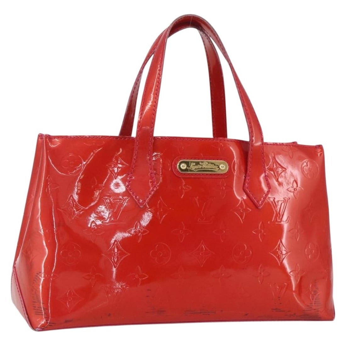 Louis Vuitton Wilshire PM Rose Pop Patent Leather Monogram Handbag M93643: Louis Vuitton Wilshire PM Rose Pop Patent Leather Monogram Handbag M93643 This Louis Vuitton Monogram Vernis Wilshire PM handbag is crafted from Rose Pop patent leather and features a structured silho