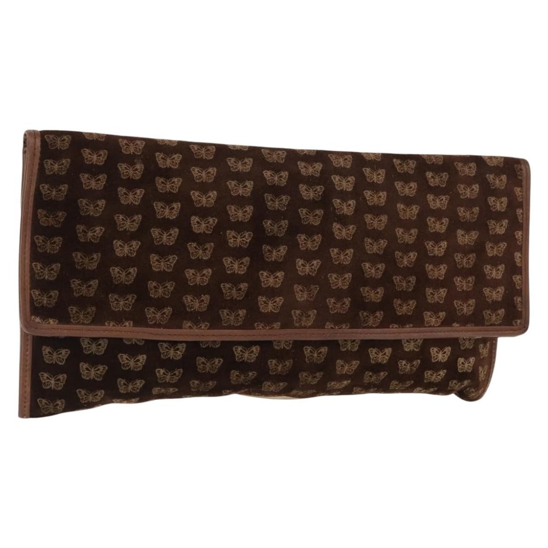 BOTTEGA VENETA Brown Gold Suede Clutch Bag Italy Authentic 148912: BOTTEGA VENETA Brown Gold Suede Clutch Bag Italy Authentic 148912 Introducing a sophisticated Bottega Veneta clutch bag crafted from luxurious suede in a rich brown and gold color combination. This st