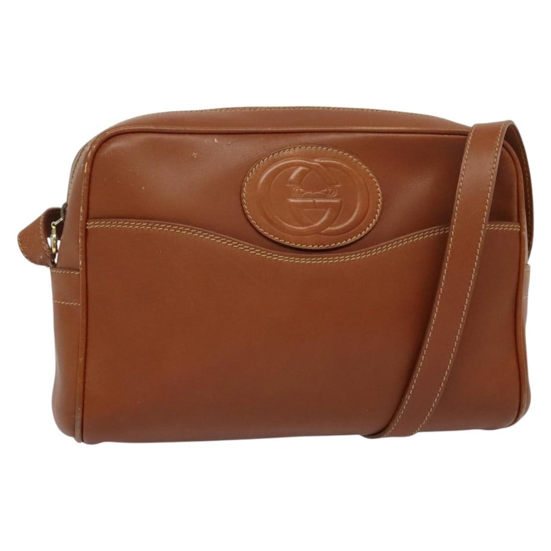 Gucci Brown Gold Leather Shoulder Bag Auth 001 904 1106: Gucci Brown Gold Leather Shoulder Bag Auth 001 904 1106 This authentic GUCCI shoulder bag combines luxury with practicality. Crafted in Italy from high-quality leather, it features a stylish brown and
