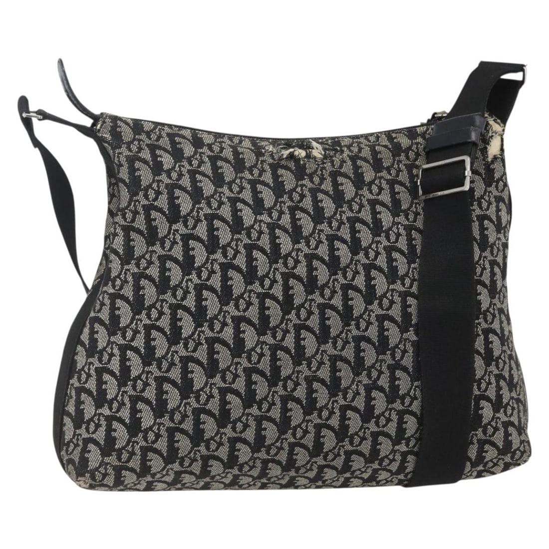 Christian Dior Black Silver Trotter Canvas Shoulder Bag Auth Italy: Christian Dior Black Silver Trotter Canvas Shoulder Bag Auth Italy This Christian Dior Trotter Canvas Shoulder Bag features a striking black and silver design, showcasing the iconic Trotter canvas mat