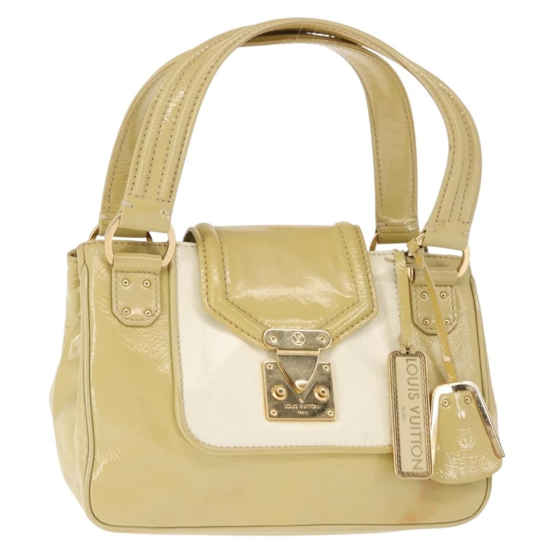 LOUIS VUITTON Cruise Sac Bicolor Yellow Enamel Hand Bag M92547 Auth (1 of 18)