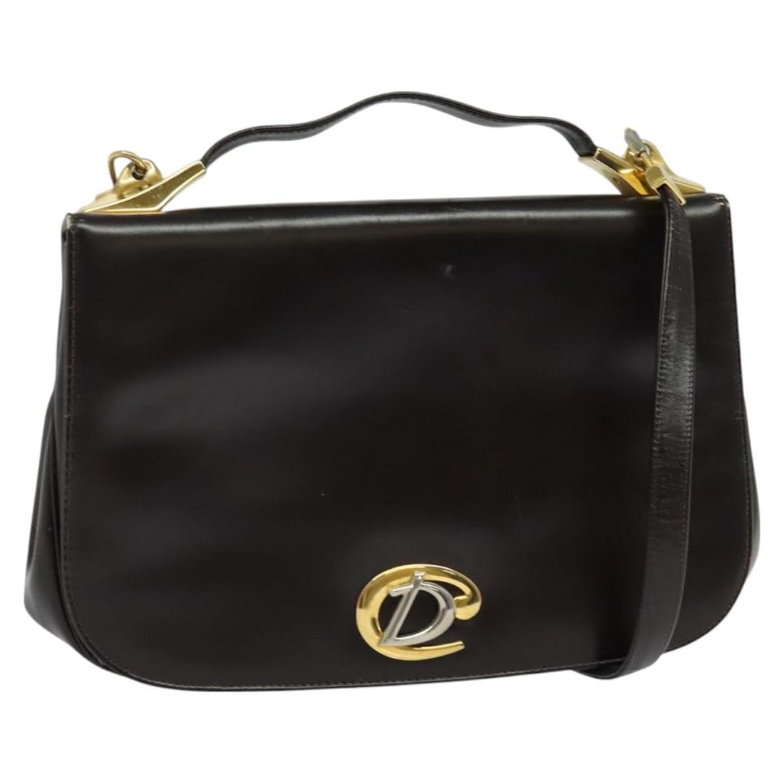 Christian Dior Brown Gold Leather Shoulder Bag Auth 126374: Christian Dior Brown Gold Leather Shoulder Bag Auth 126374 This authentic Christian Dior shoulder bag is a chic accessory crafted from high-quality brown leather with gold accents. Designed for versat