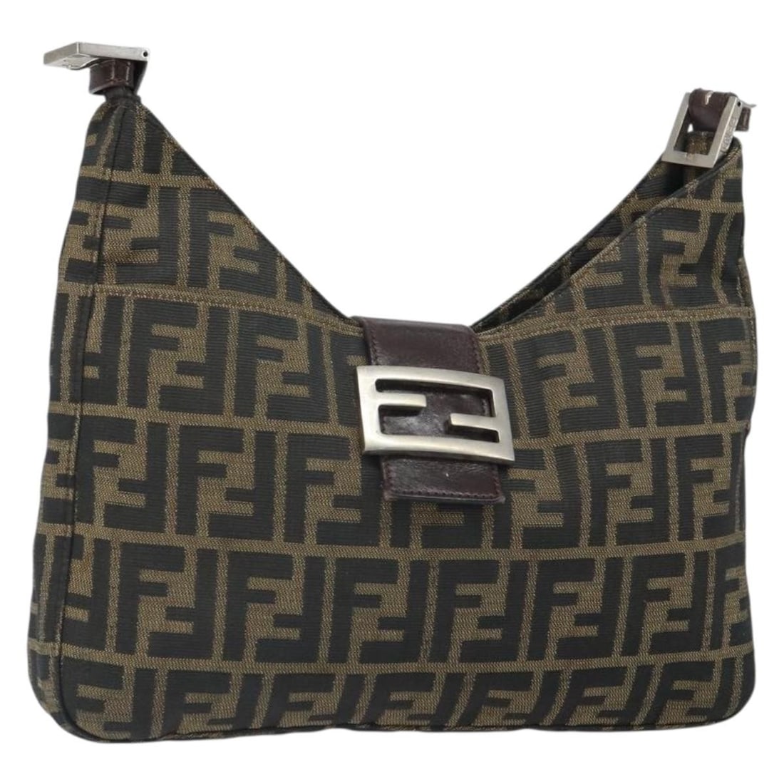 Fendi Mamma Baguette Zucca Canvas Black Brown Shoulder Bag: Fendi Mamma Baguette Zucca Canvas Black Brown Shoulder Bag This FENDI Mamma Baguette shoulder bag features the signature Zucca canvas in black and brown. Made in Italy, this shoulder bag showcases a c