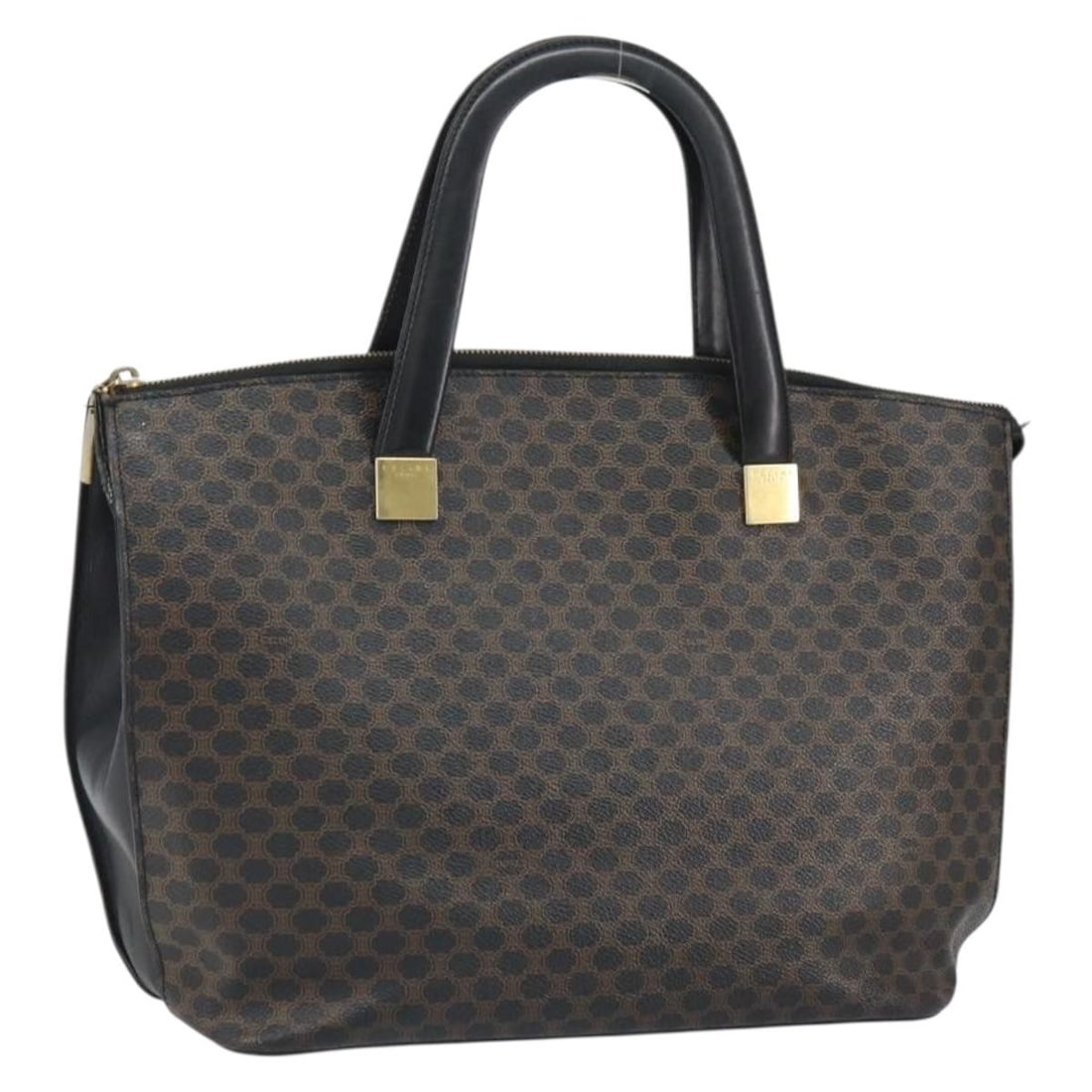 Celine Macadam Black PVC and Leather Tote Bag Gold Hardware Italy (1 of 18)