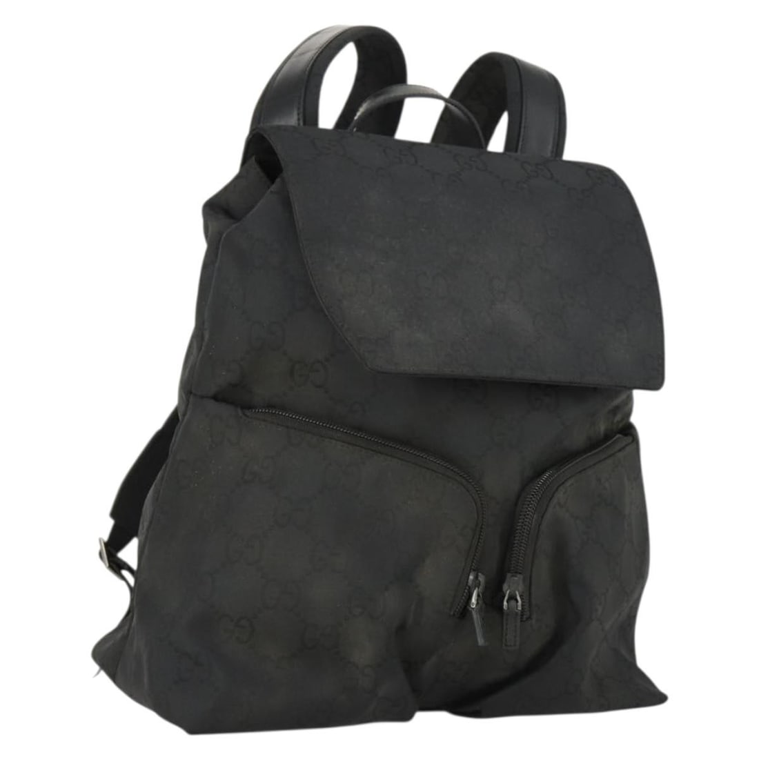 Black Nylon GG Canvas GUCCI Backpack Model 003 0238 3754: Black Nylon GG Canvas GUCCI Backpack Model 003 0238 3754 This GUCCI GG Canvas backpack features a black and silver design crafted from nylon and GG canvas. The bag is made in Italy and measures approx