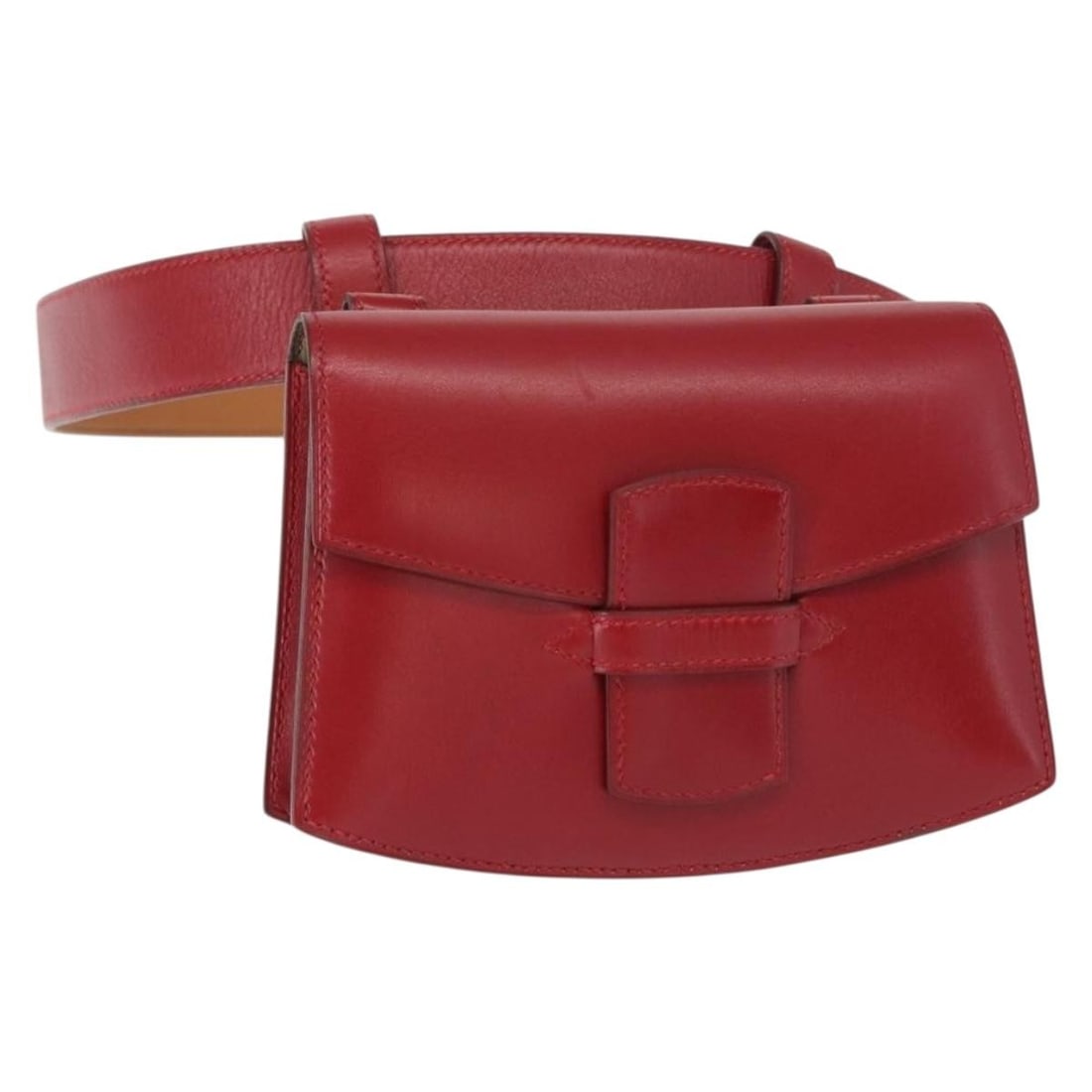 HERMES Red Leather Waist Bag with Silver Accents Authenticated: HERMES Red Leather Waist Bag with Silver Accents Authenticated This authentic HERMES waist bag is crafted from premium red leather with silver accents, offering a stylish and functional accessory for
