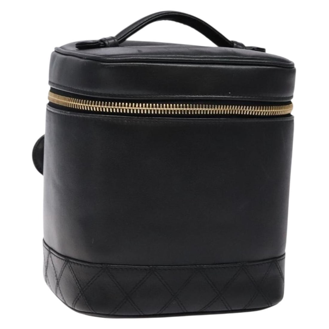 CHANEL Black Gold Leather Vanity Pouch Hand Bag Auth Italy (1 of 18)