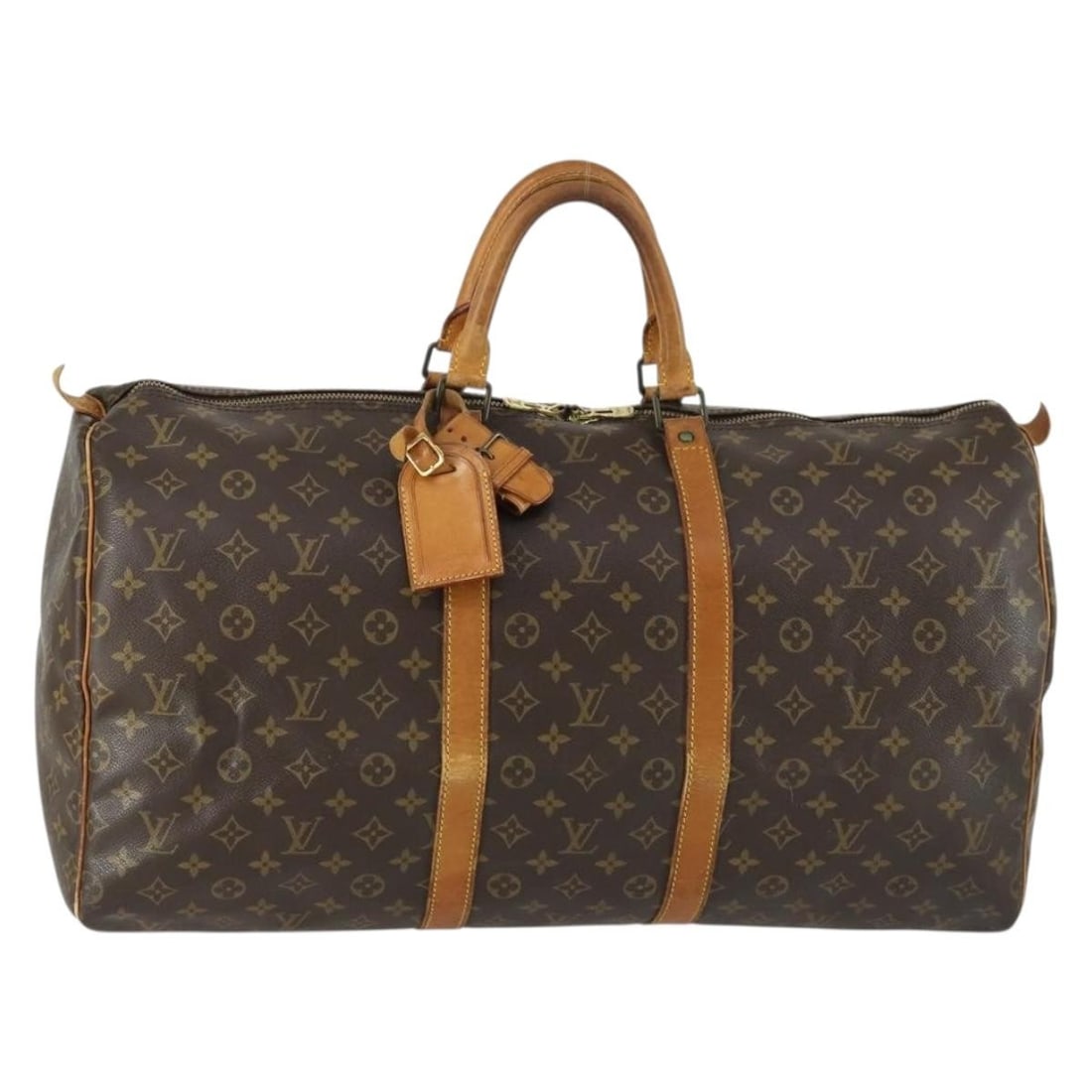 Louis Vuitton Keepall 55 Monogram Canvas Boston Travel Bag M41424 France: Louis Vuitton Keepall 55 Monogram Canvas Boston Travel Bag M41424 France This Louis Vuitton Monogram Keepall 55 Boston Bag features the signature monogram canvas exterior and classic Boston bag stylin