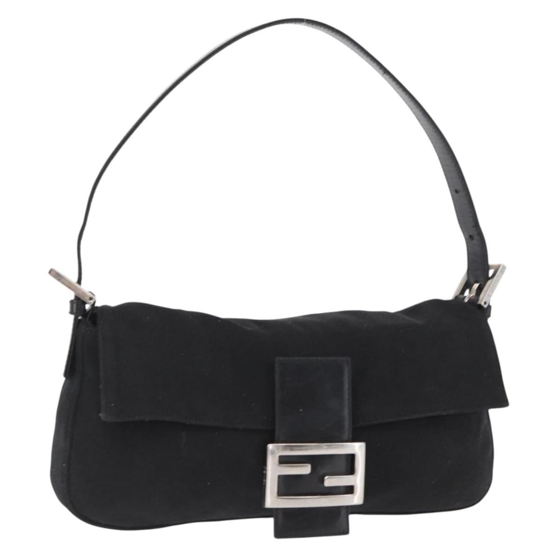 Fendi Black Nylon Mamma Shoulder Bucket Bag with Silver Accents: Fendi Black Nylon Mamma Shoulder Bucket Bag with Silver Accents This FENDI Mamma Bucket Shoulder Bag features a black and silver nylon exterior with a classic bucket silhouette. Designed for shoulder