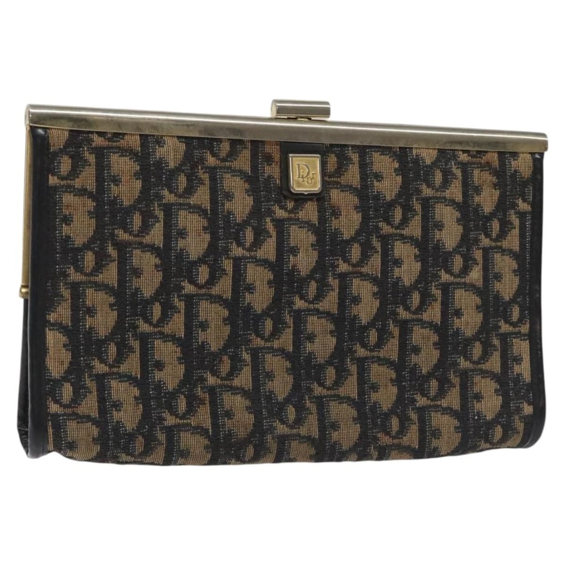 Christian Dior Navy Gold Trotter Canvas Clutch Bag Auth MY031: Christian Dior Navy Gold Trotter Canvas Clutch Bag Auth MY031 Elevate your accessory collection with this authentic Christian Dior Trotter Canvas Clutch Bag, a perfect blend of elegance and functional