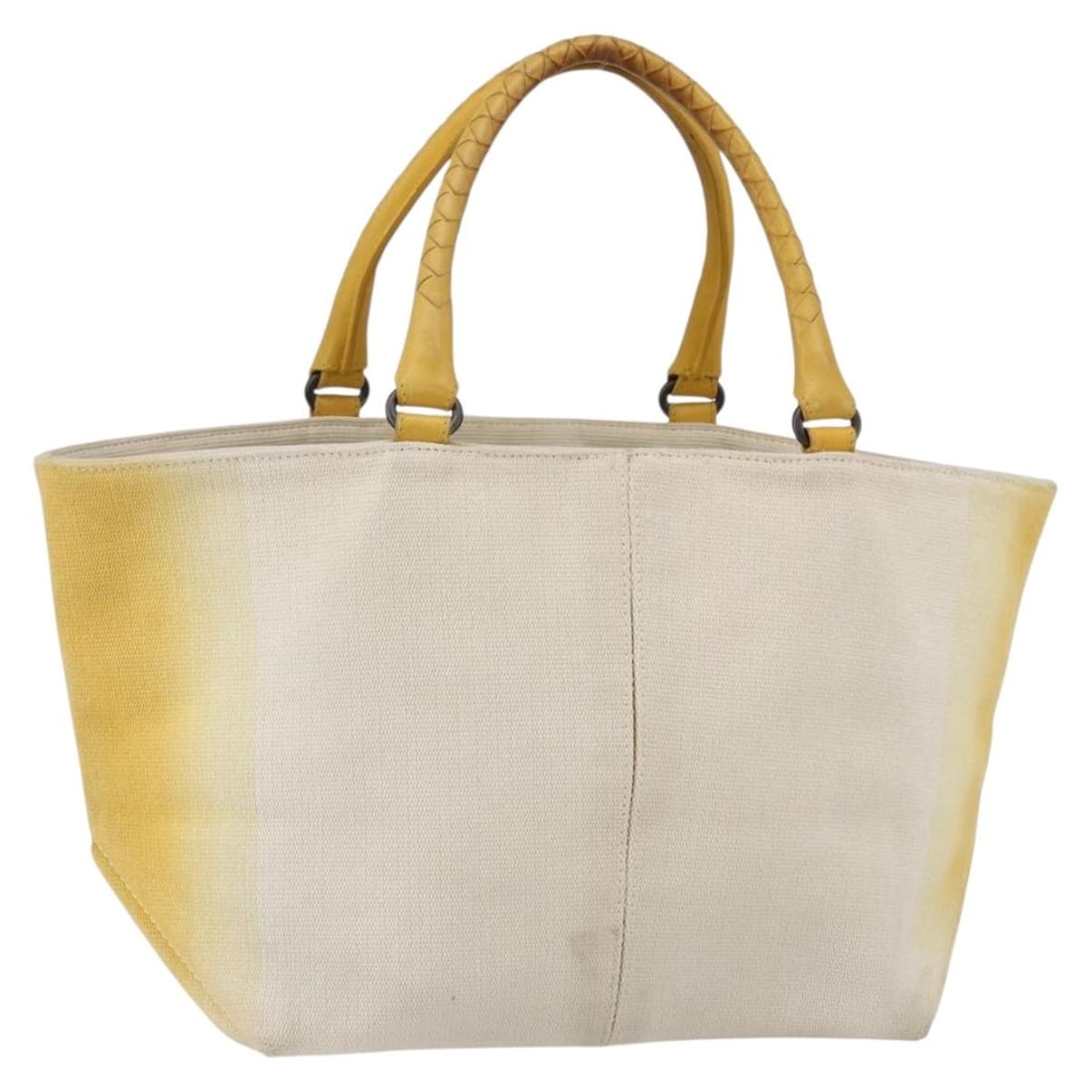 BOTTEGA VENETA Yellow Canvas Tote Bag Italy Auth BS30596: BOTTEGA VENETA Yellow Canvas Tote Bag Italy Auth BS30596 This BOTTEGA VENETA tote bag is a stylish blend of functionality and luxury, crafted in Italy. The bag features a vibrant yellow canvas exterio