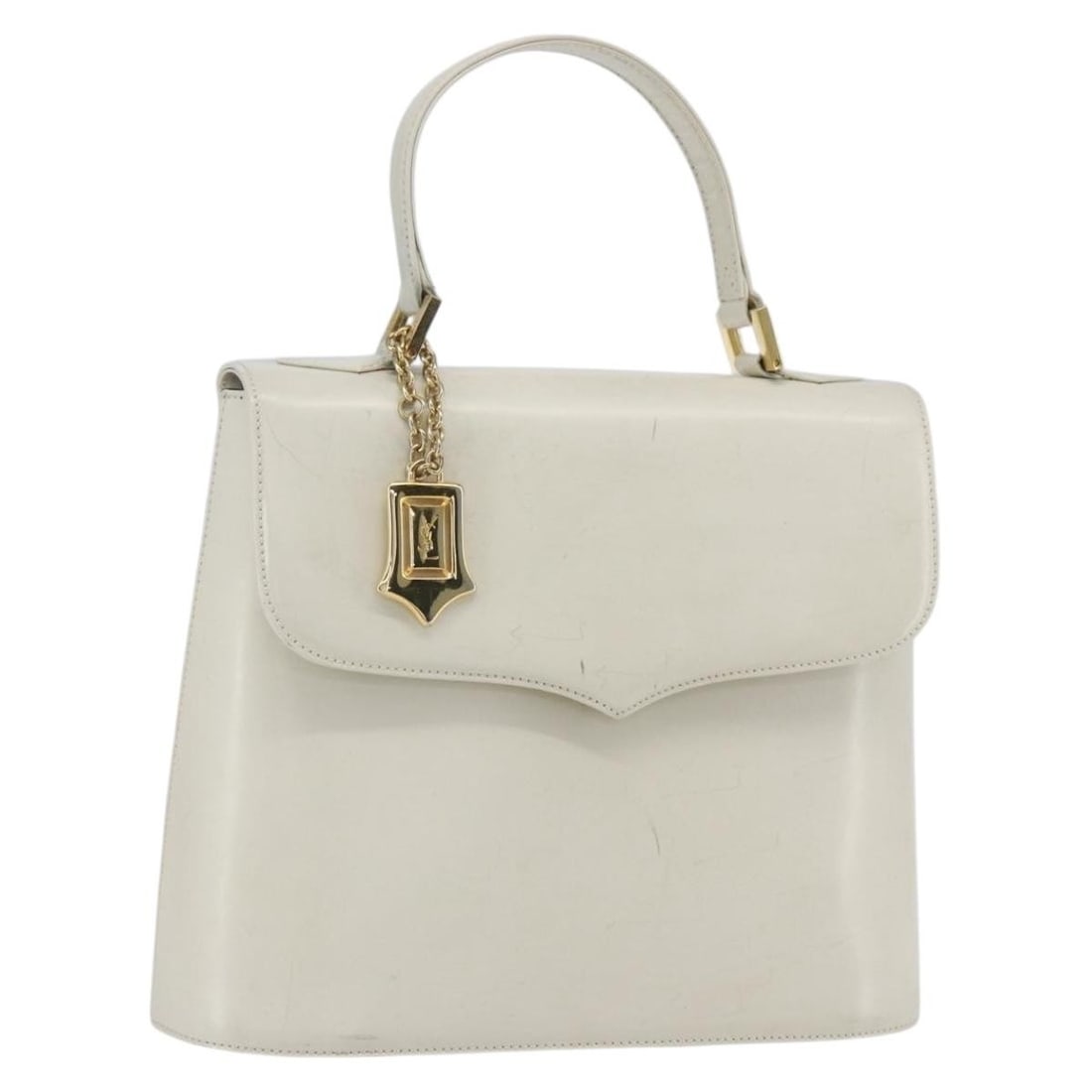 White Leather Saint Laurent Handbag with Gold Accents (1 of 18)
