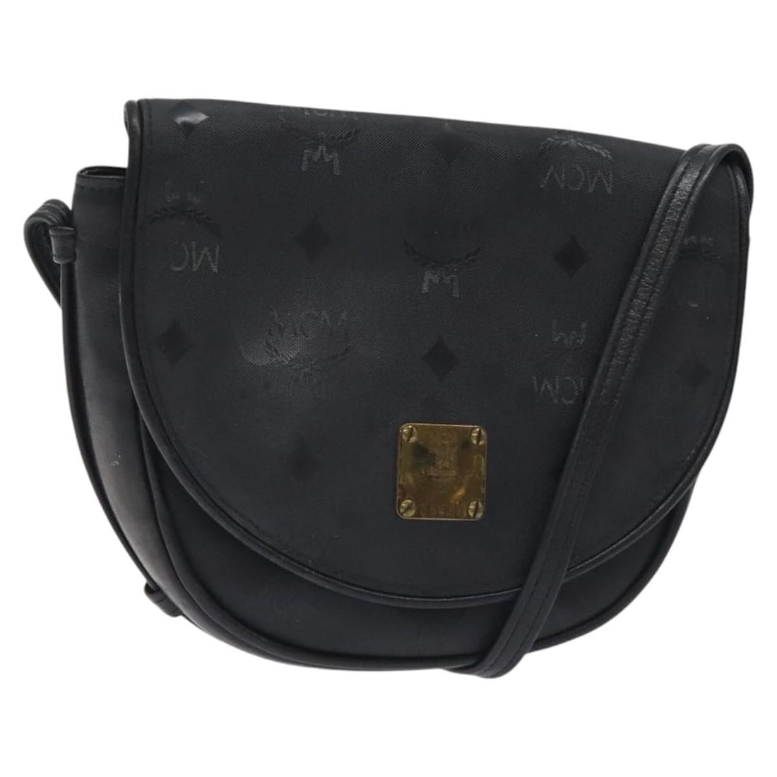 MCM Vicetos Logogram Black Gold Shoulder Bag PVC Leather Made in Germany (1 of 18)