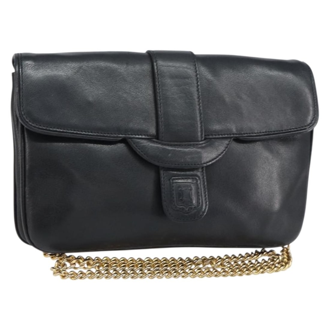 CELINE Black Gold Leather Shoulder Bag Italy Auth ka682: CELINE Black Gold Leather Shoulder Bag Italy Auth ka682 This authentic CELINE Chain Shoulder Bag is a stylish and functional accessory crafted in Italy. Made from high-quality leather, it features a s