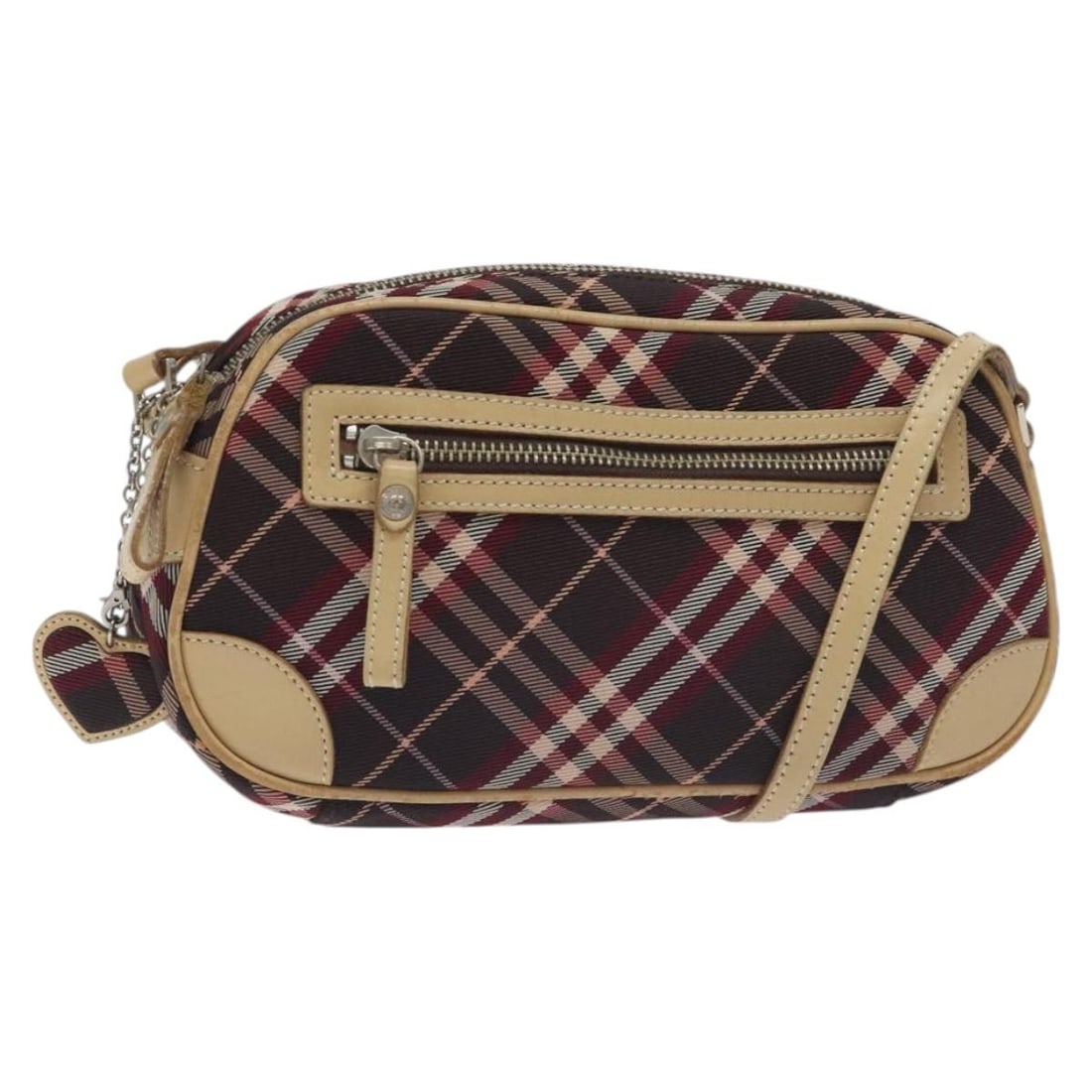 BURBERRY Nova Check Red Silver Nylon Shoulder Bag Auth Japan: BURBERRY Nova Check Red Silver Nylon Shoulder Bag Auth Japan This Burberry Nova Check Shoulder Bag is a stylish accessory crafted from durable nylon, featuring a striking red and silver exterior. The