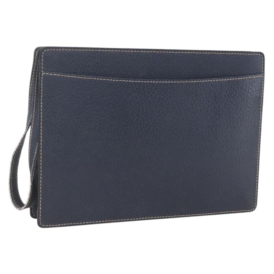 Navy Leather Celine Clutch Bag with Gold Accents Made in Italy: Navy Leather Celine Clutch Bag with Gold Accents Made in Italy This CELINE clutch bag features a navy and gold leather exterior with gold-tone accents. Made in Italy, the bag measures approximately 11