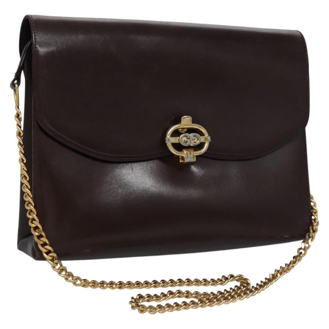 GUCCI Brown Gold Leather Chain Shoulder Bag Made in Italy: GUCCI Brown Gold Leather Chain Shoulder Bag Made in Italy This authentic GUCCI shoulder bag combines elegance and functionality with its luxurious leather construction in a rich brown and gold color s