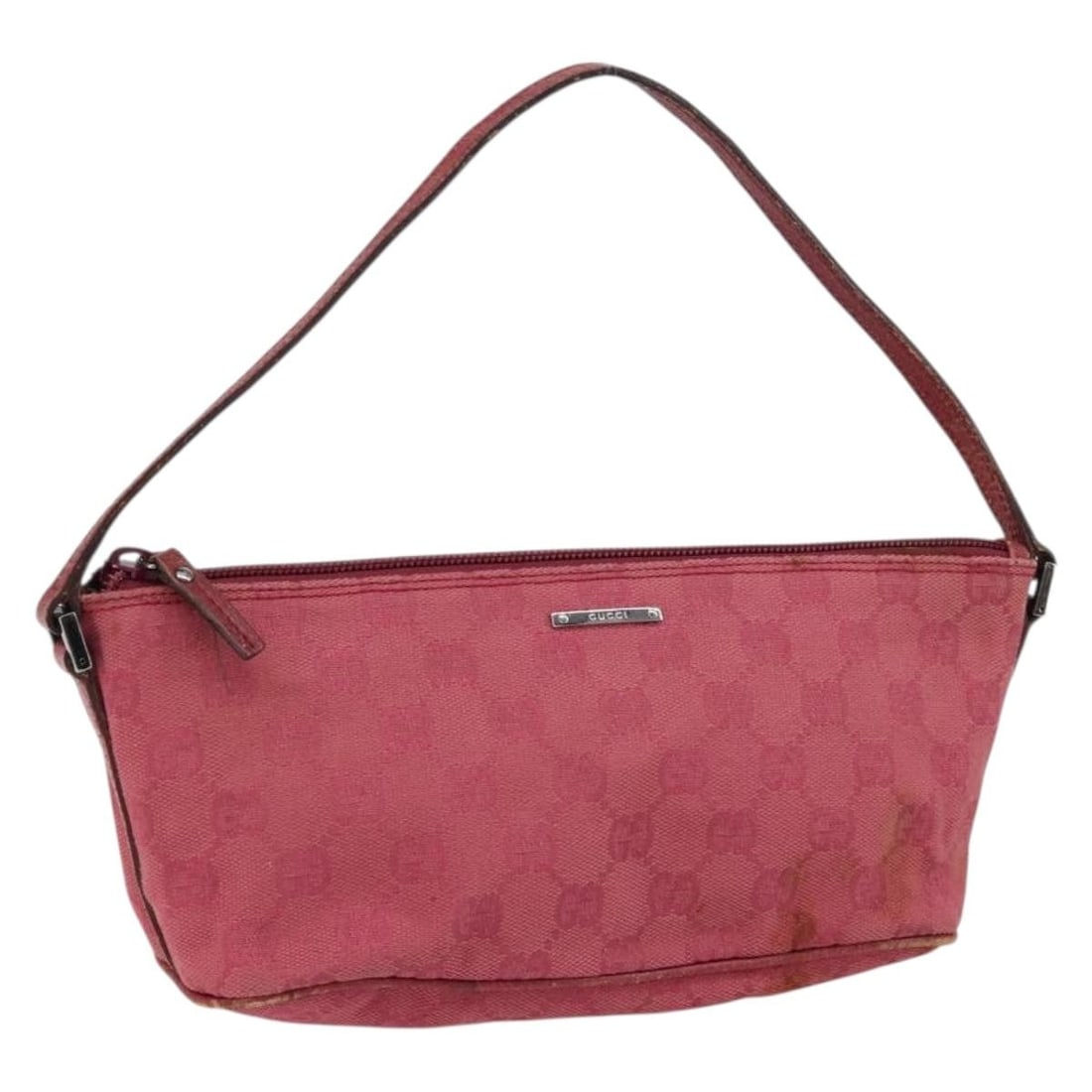 GUCCI Pink GG Canvas Accessory Pouch 07198 Auth Italy: GUCCI Pink GG Canvas Accessory Pouch 07198 Auth Italy This GUCCI accessory pouch is a stylish and practical addition to your collection. Crafted in Italy from durable GG Canvas, it features a vibrant