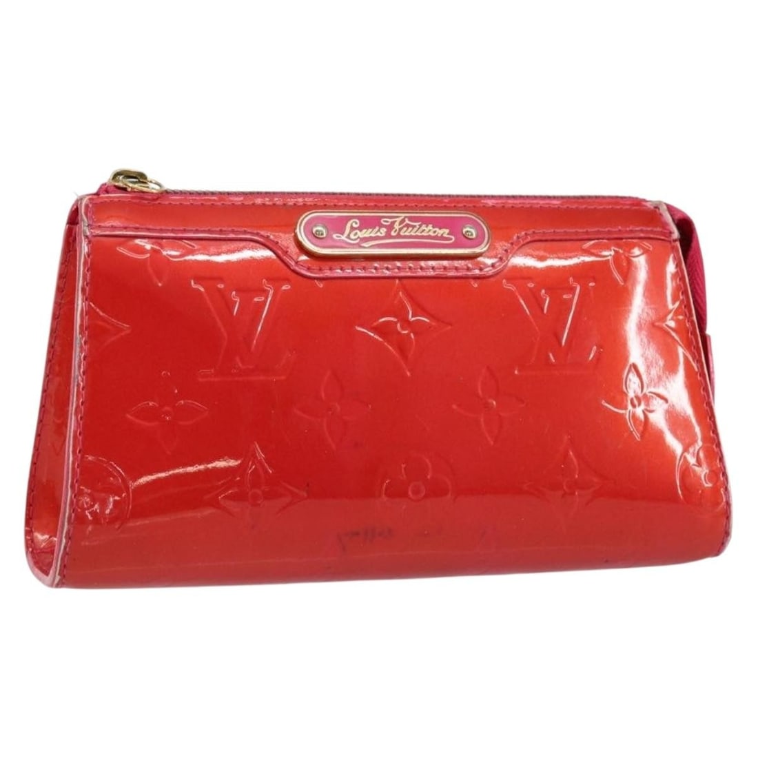 LOUIS VUITTON Vernis Cosmetic Pouch Pink Rose Pop M93647 Auth (1 of 18)
