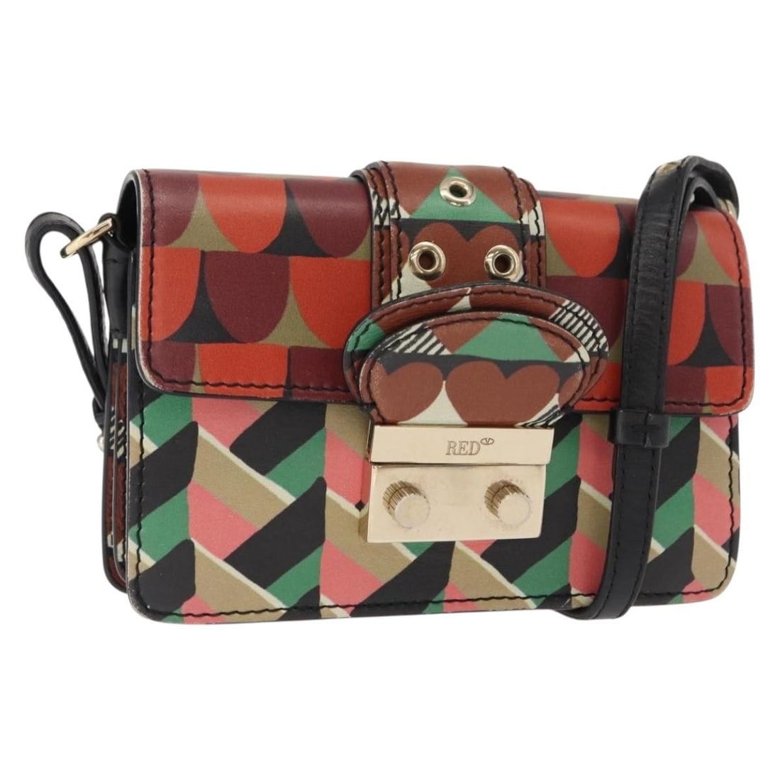 RED VALENTINO Multicolor Leather Shoulder Bag Gold Authentic: RED VALENTINO Multicolor Leather Shoulder Bag Gold Authentic Discover this exquisite RED VALENTINO Shoulder Bag, a stylish accessory crafted from high-quality leather in a stunning multicolor and gold