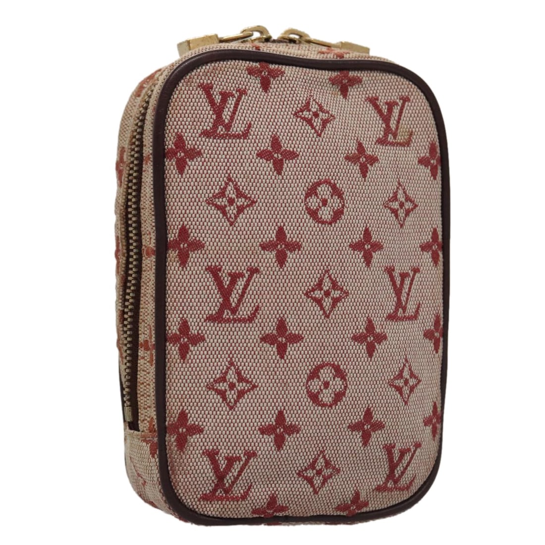 LOUIS VUITTON M60001 Monogram Mini Pouch Red Canvas Spain: LOUIS VUITTON M60001 Monogram Mini Pouch Red Canvas Spain This Louis Vuitton Monogram Mini Usu Digital Pouch in vibrant red is a stylish accessory for any occasion. Crafted from Monogram Mini Canvas,
