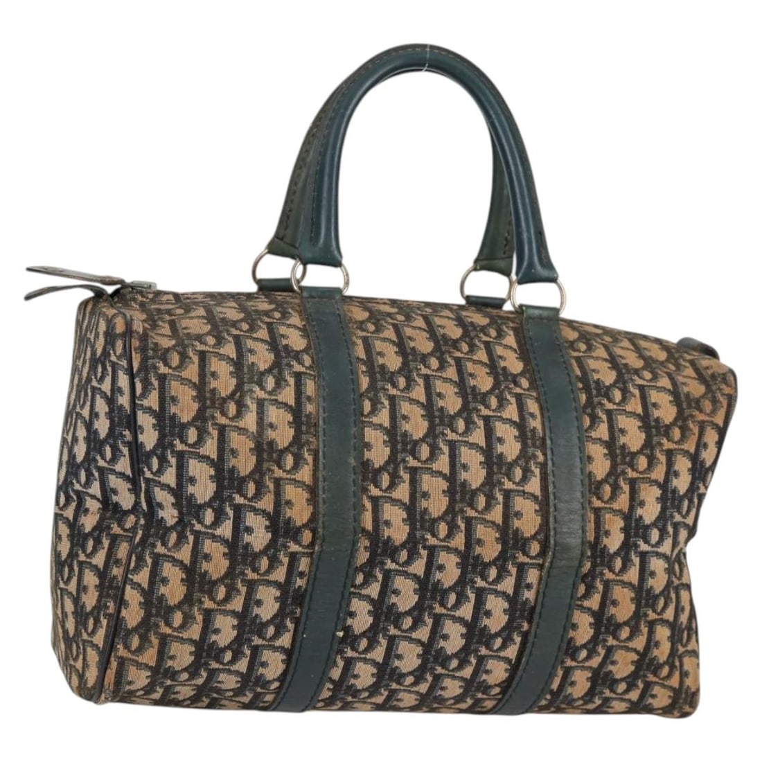 Christian Dior Navy Silver Trotter Canvas Boston Bag Auth: Christian Dior Navy Silver Trotter Canvas Boston Bag Auth This authentic Christian Dior Boston Bag is crafted from Trotter Canvas in a chic navy and silver color scheme. Designed with practicality in