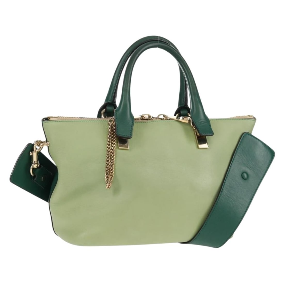 Chloe Bailey Green Leather 2-Way Handbag Made in Italy (1 of 18)
