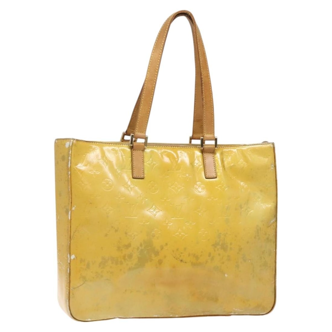 LOUIS VUITTON Monogram Vernis Columbus Tote Bag Gris M91028 Authentic Patent Leather: LOUIS VUITTON Monogram Vernis Columbus Tote Bag Gris M91028 Authentic Patent Leather The LOUIS VUITTON Monogram Vernis Columbus Tote Bag in Gris is a stylish accessory crafted from high-quality patent