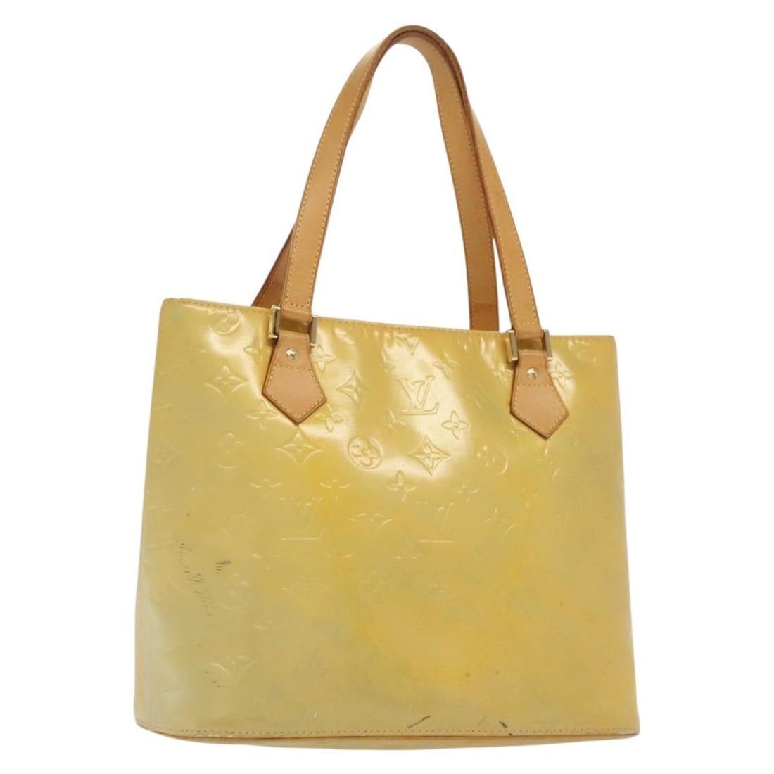 Louis Vuitton Monogram Vernis Houston Hand Bag Gris M91053 Patent Leather: Louis Vuitton Monogram Vernis Houston Hand Bag Gris M91053 Patent Leather This LOUIS VUITTON Monogram Vernis Houston Hand Bag in Gris is a stylish accessory crafted from patent leather. The bag featur