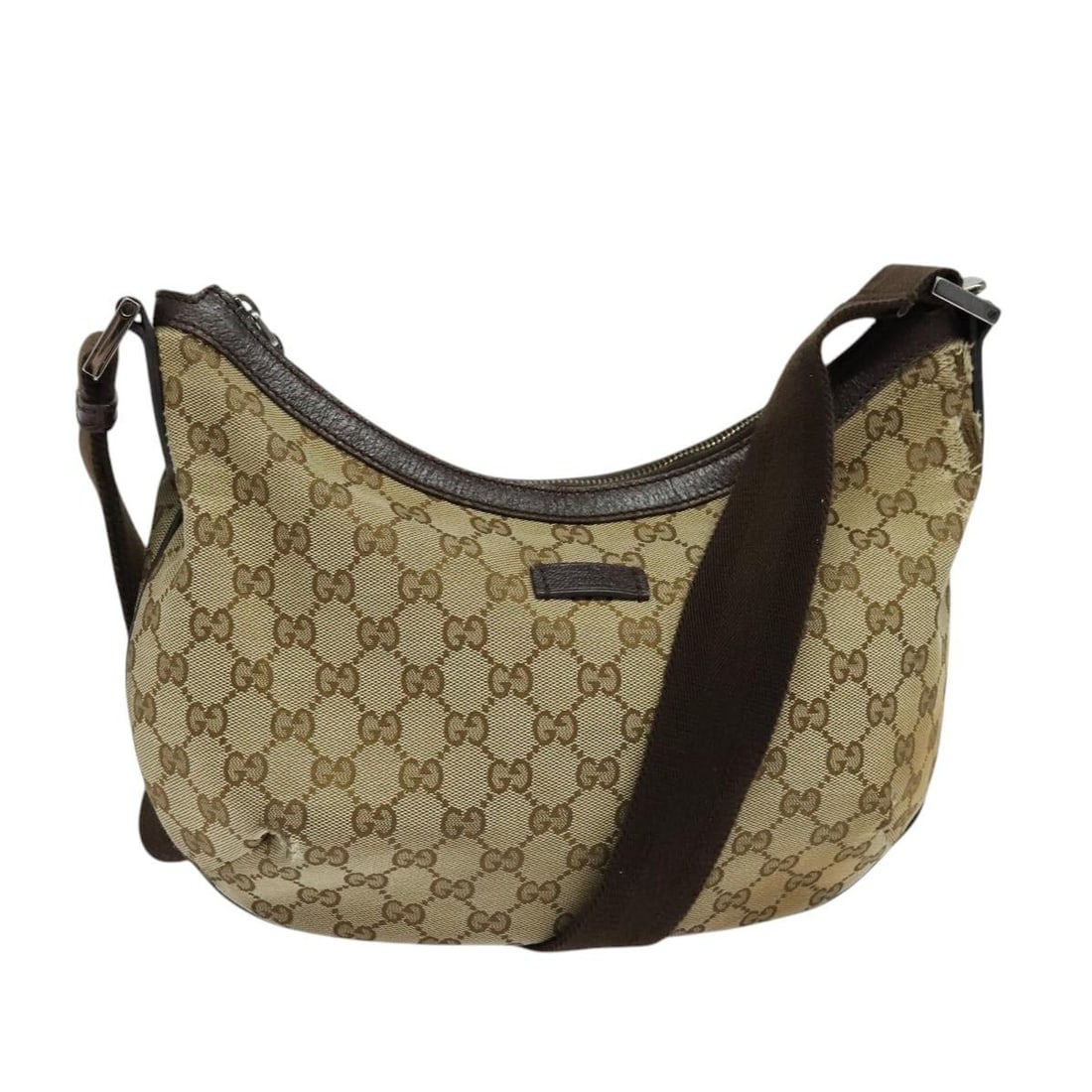 GUCCI GG Canvas Shoulder Bag Beige Silver 181092 Made in Italy: GUCCI GG Canvas Shoulder Bag Beige Silver 181092 Made in Italy This authentic GUCCI GG Canvas Shoulder Bag is a stylish accessory featuring a chic beige and silver color scheme. Crafted in Italy, it s