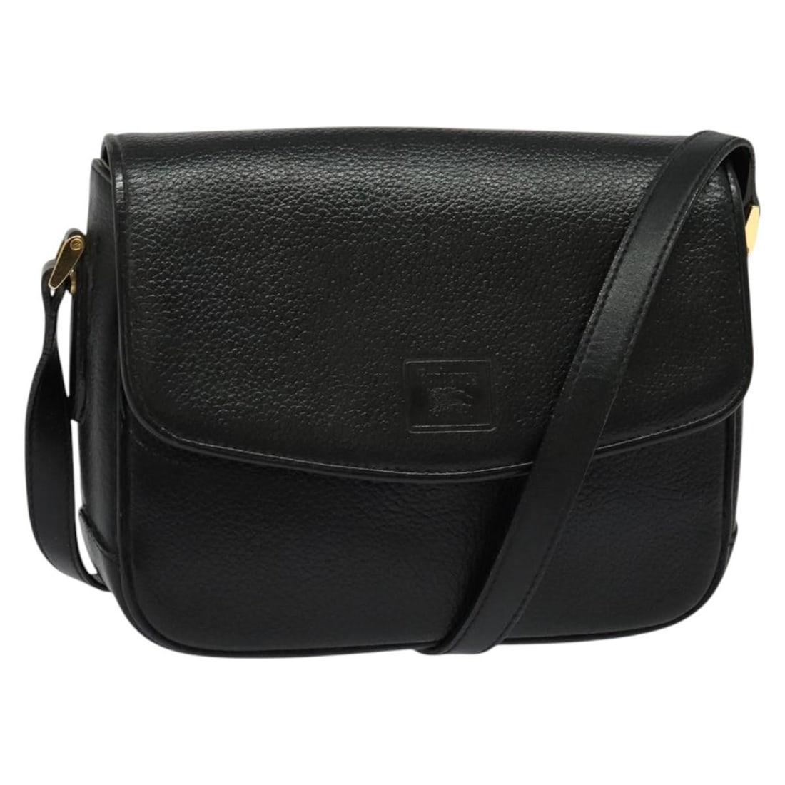 Burberrys Black Gold Leather Shoulder Bag Auth 133939 (1 of 18)