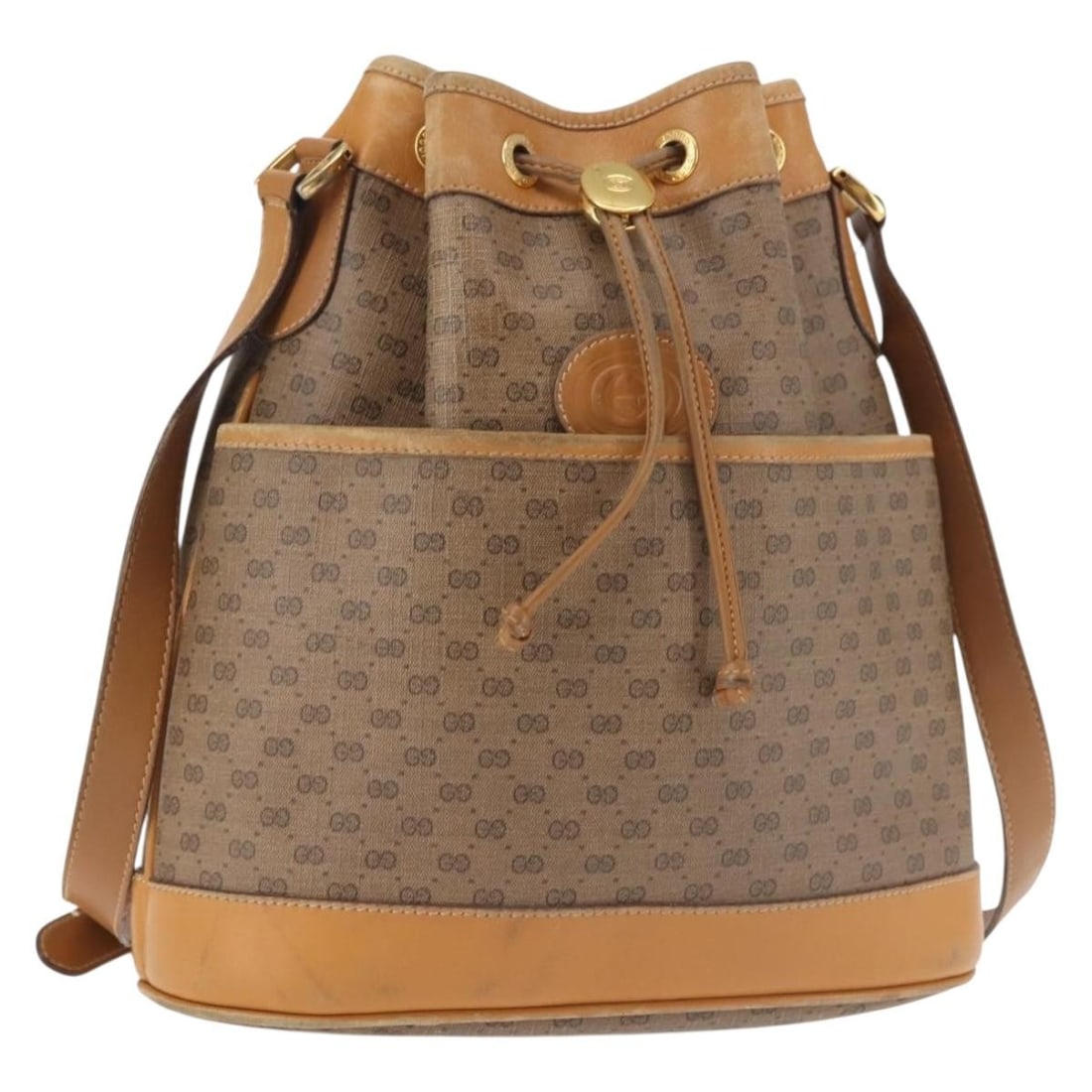 GUCCI Micro GG Supreme Shoulder Bag Beige Gold PVC 001 165 0937 Auth: GUCCI Micro GG Supreme Shoulder Bag Beige Gold PVC 001 165 0937 Auth This GUCCI Micro GG Supreme Shoulder Bag is a stylish accessory crafted in Italy. The bag features a PVC leather exterior in a chic