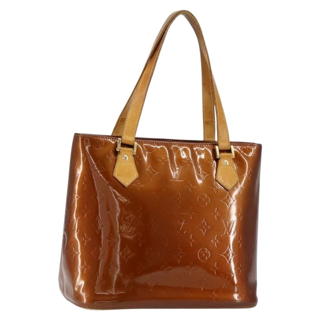LOUIS VUITTON Monogram Vernis Houston Hand Bag Bronze M91122 Auth: LOUIS VUITTON Monogram Vernis Houston Hand Bag Bronze M91122 Auth This authentic LOUIS VUITTON Monogram Vernis Houston Hand Bag showcases a luxurious bronze patent leather exterior, exuding elegance a